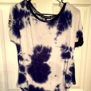 Navy blue and white tie dye shirt